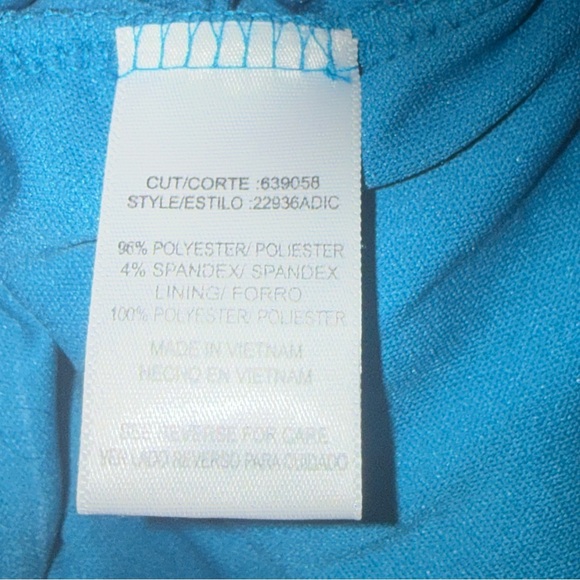 HeartSoul Teal Draped Cowl Neck Ruched Stretch Top Short Sleeve - Picture 6 of 8